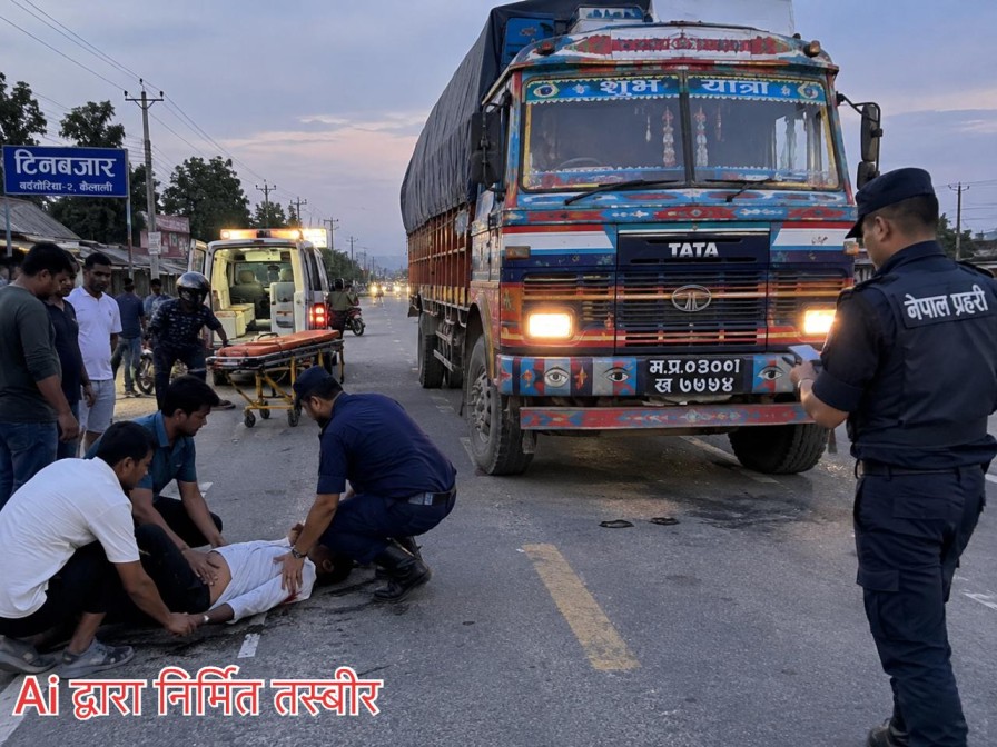 कैलालीमा लहरी ट्रकको ठक्करबाट पैदलयात्री घाइते